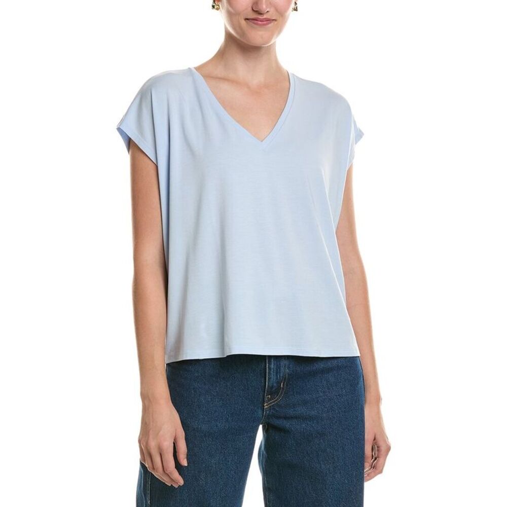 Eileen Fisher Womens  V-Neck Square Top, Blue